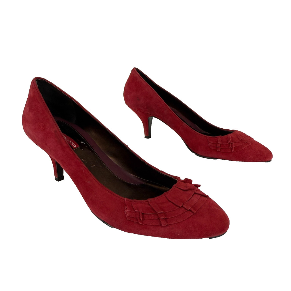 Y2K Bandolino Womens Red Suede Kitten Heels Size 9.5AA Coquette Retro Going Out